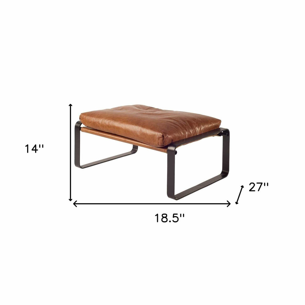 19" Brown Faux Leather Ottoman - Homeroots - Flyclothing LLC