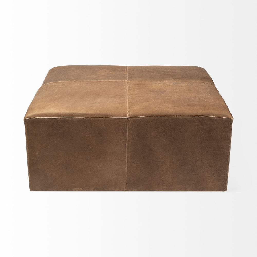 36" Brown Faux Leather Cube Ottoman - Homeroots - Flyclothing LLC