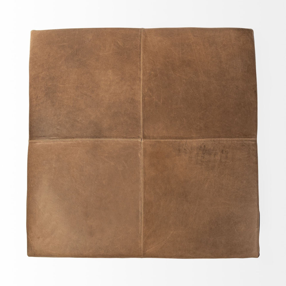 36" Brown Faux Leather Cube Ottoman - Homeroots - Flyclothing LLC