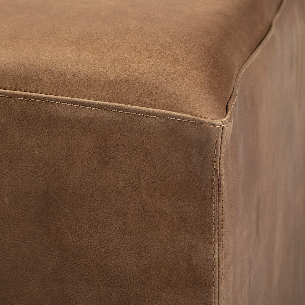 36" Brown Faux Leather Cube Ottoman - Homeroots - Flyclothing LLC