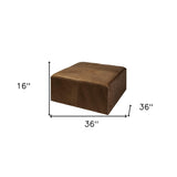 36" Brown Faux Leather Cube Ottoman - Homeroots - Flyclothing LLC