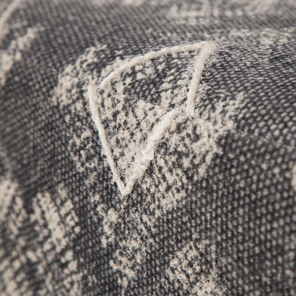 19" Gray 100% Cotton And Brown Cube Ottoman - Homeroots