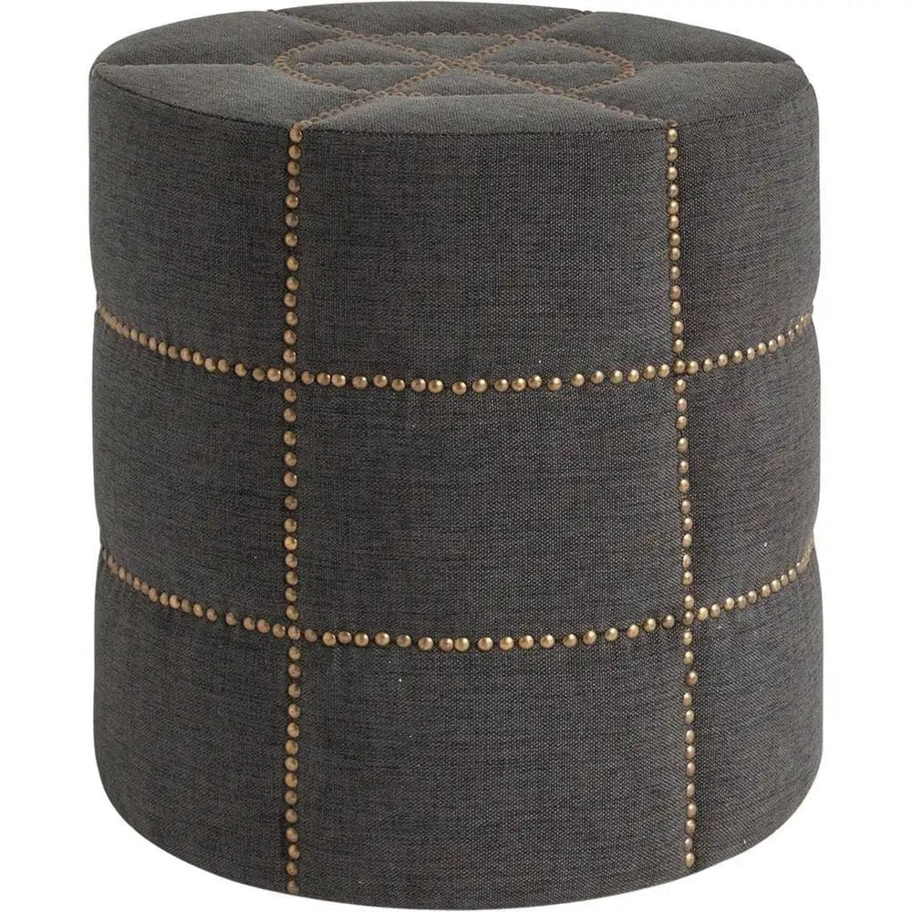20" Gray Linen Round Footstool Ottoman - Homeroots