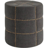 20" Gray Linen Round Footstool Ottoman - Homeroots