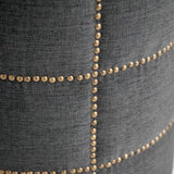 20" Gray Linen Round Footstool Ottoman - Homeroots