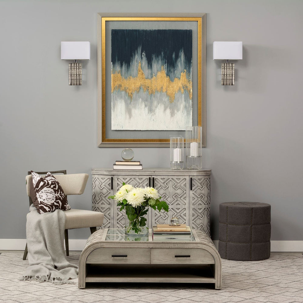 20" Gray Linen Round Footstool Ottoman - Homeroots