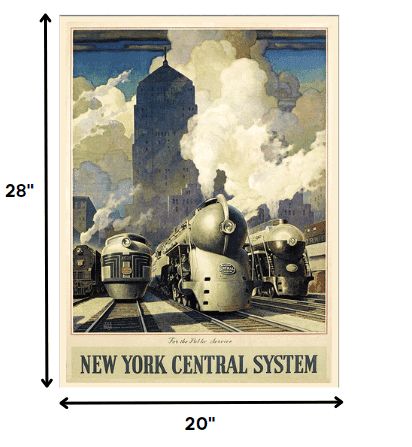 New York Railroad Vintage Travel Unframed Print Wall Art - Homeroots - Flyclothing LLC