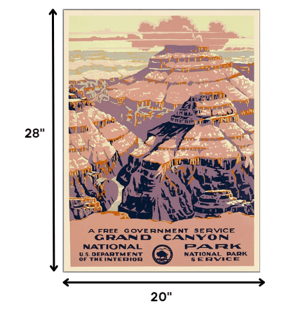 20" X 28" Grand Canyon C1938 Vintage Travel Poster Wall Art - Homeroots - Flyclothing LLC