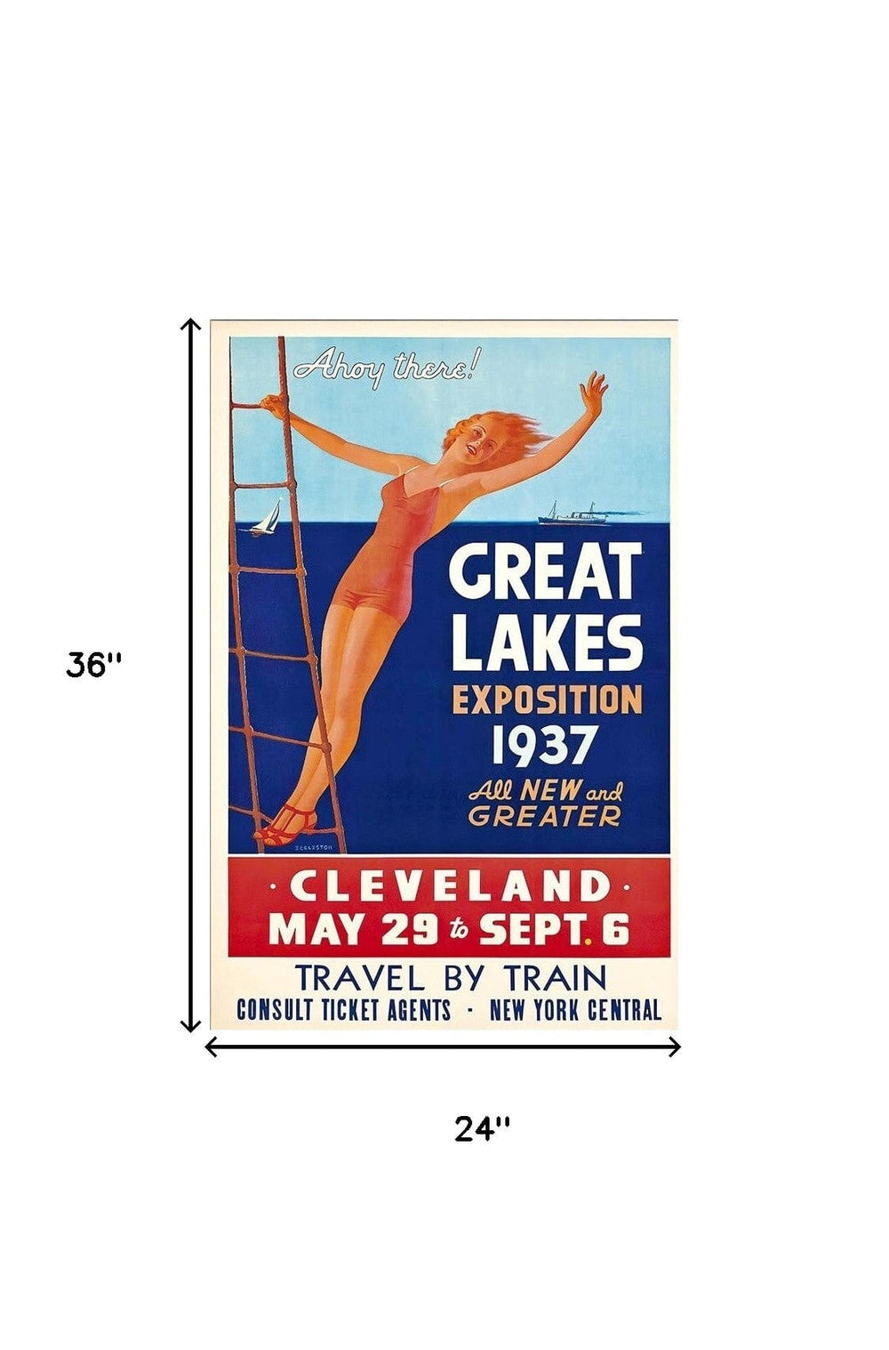 24" X 36" Great Lakes 1937 Vintage Travel Poster Wall Art - Homeroots - Flyclothing LLC