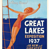 20" X 30" Great Lakes 1937 Vintage Travel Poster Wall Art - Homeroots - Flyclothing LLC