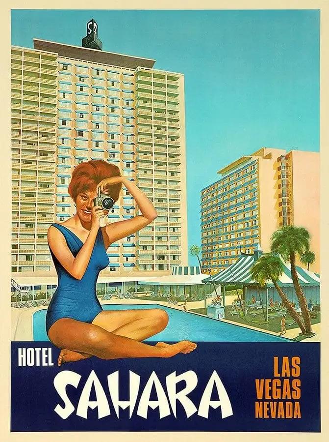 18" X 24" Hotel Sahara C1960S Las Vegas Vintage Travel Poster Wall Art - Homeroots - Flyclothing LLC