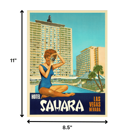 8.5" X 11" Hotel Sahara C1960S Las Vegas Vintage Travel Poster Wall Art - Homeroots - Flyclothing LLC