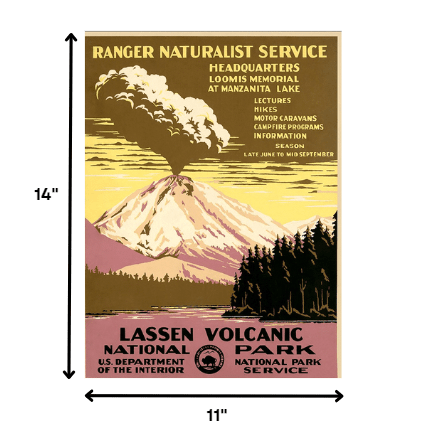11" X 14" Lassen Volcanic National Park Vintage Travel Poster Wall Art - Homeroots - Flyclothing LLC