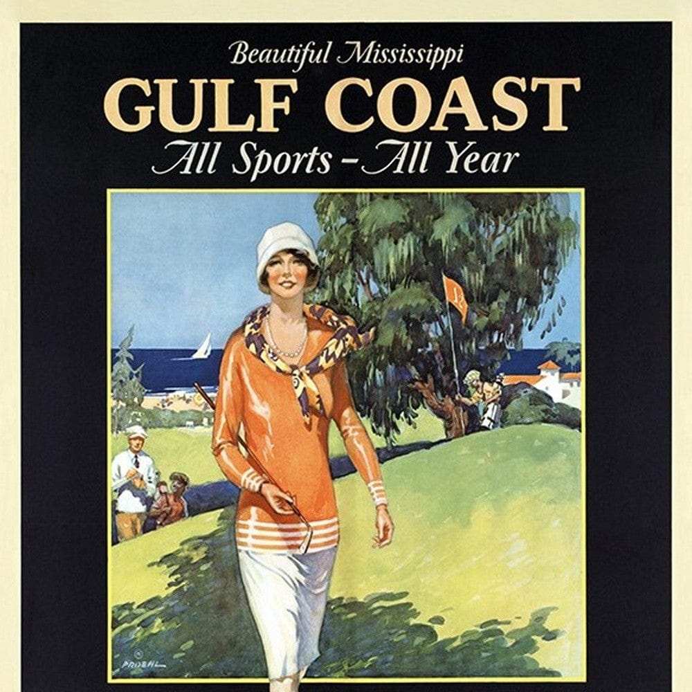 Gulf Coast Golf 1932 Vintage Travel Unframed Print Wall Art - Homeroots - Flyclothing LLC