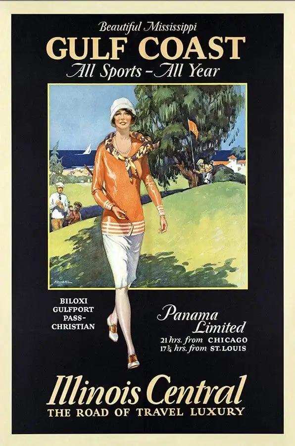 Gulf Coast Golf 1932 Vintage Travel Unframed Print Wall Art - Homeroots - Flyclothing LLC