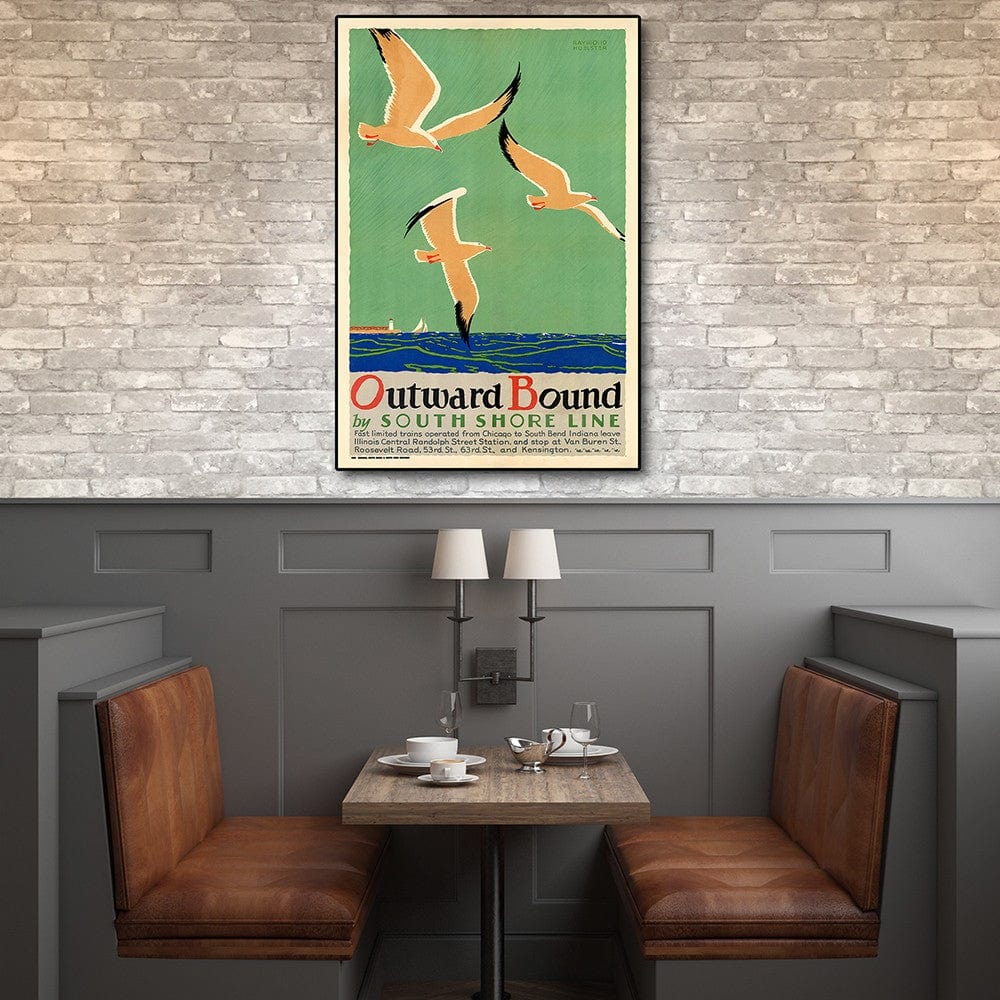 24" X 36" Birds Over Lake Michigan C1929 Vintage Travel Poster Wall Art - Homeroots - Flyclothing LLC
