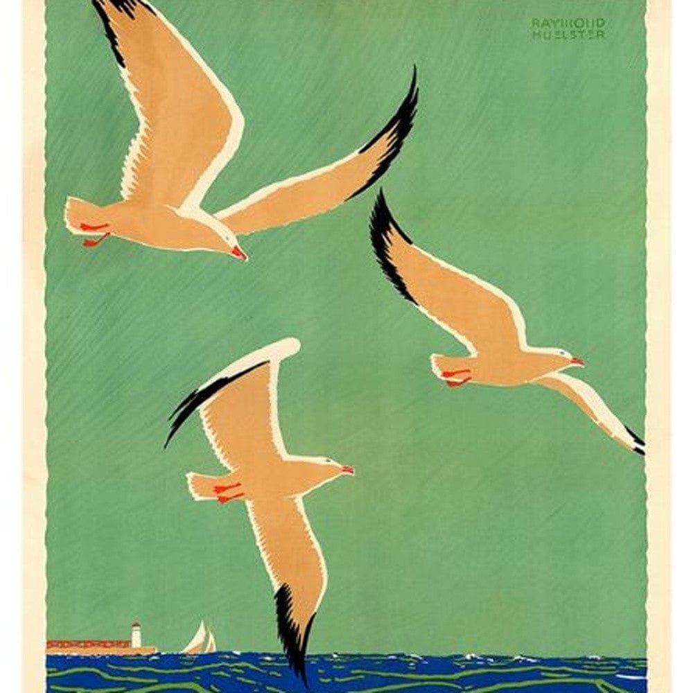 16" X 24" Birds Over Lake Michigan C1929 Vintage Travel Poster Wall Art - Homeroots - Flyclothing LLC