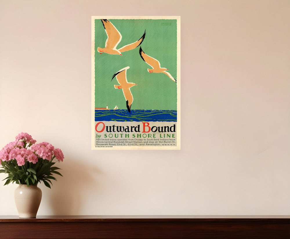 12" X 18" Birds Over Lake Michigan C1929 Vintage Travel Poster Wall Art - Homeroots - Flyclothing LLC