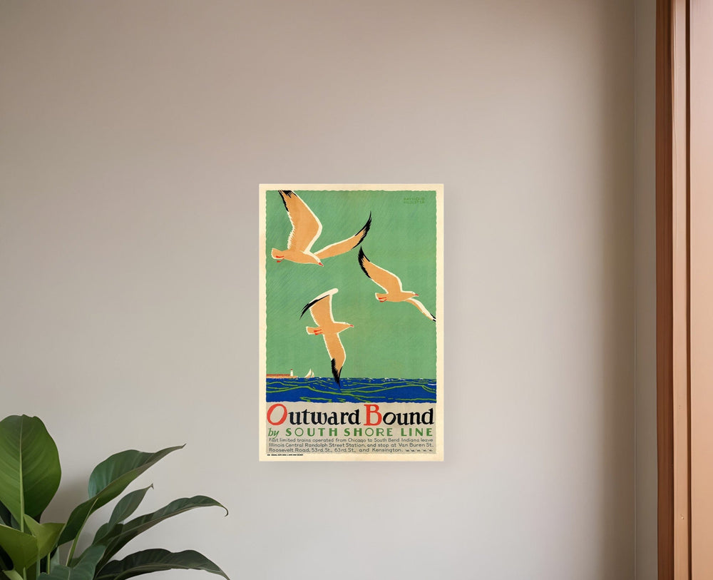9" X 12" Birds Over Lake Michigan C1929 Vintage Travel Poster Wall Art - Homeroots - Flyclothing LLC