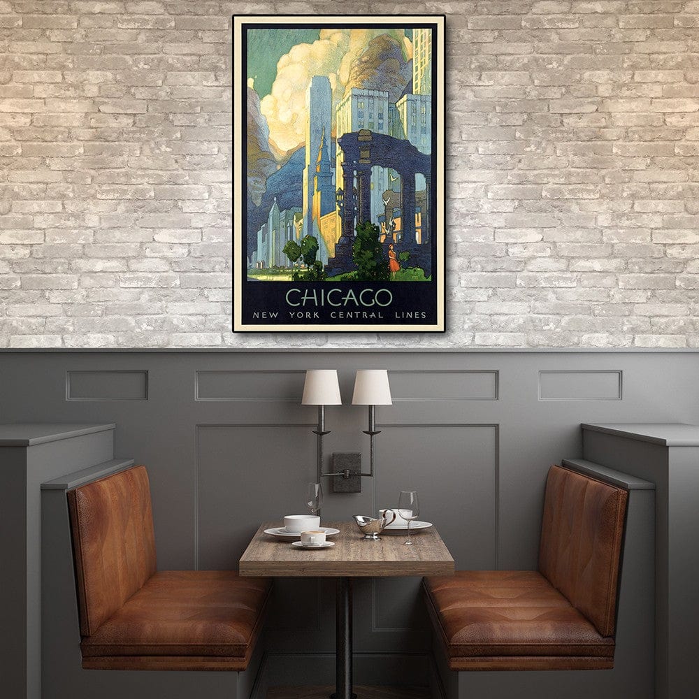 36" X 54" Vintage 1929 Chicago Michigan Ave Travel Poster Wall Art - Homeroots - Flyclothing LLC