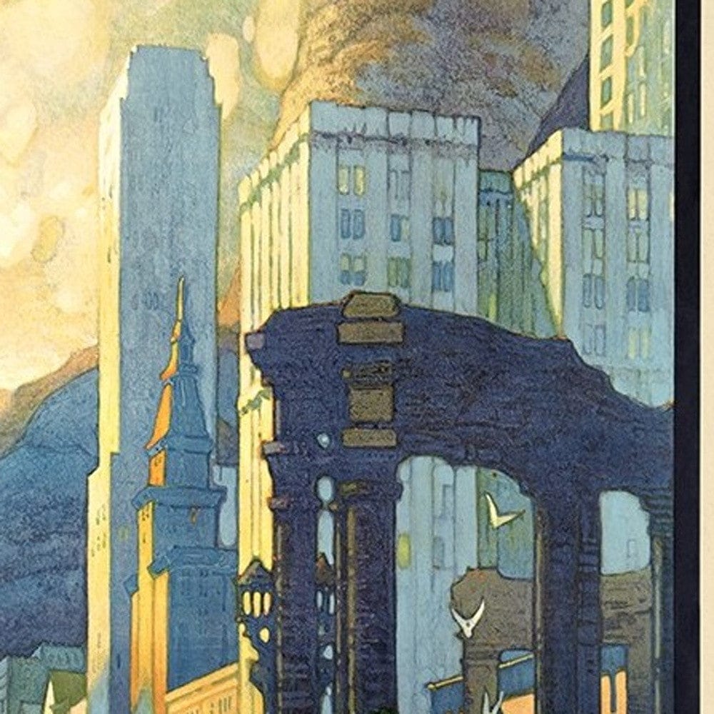 36" X 54" Vintage 1929 Chicago Michigan Ave Travel Poster Wall Art - Homeroots - Flyclothing LLC