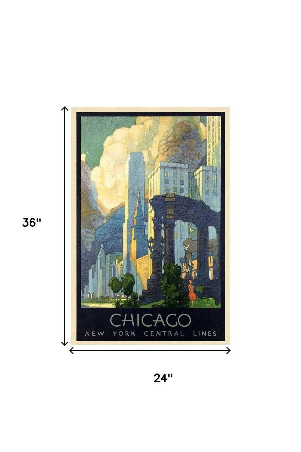 Vintage 1929 Chicago Michigan Ave Travel Unframed Print Wall Art - Homeroots - Flyclothing LLC