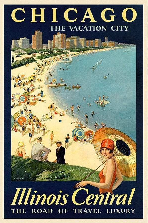 Vintage 1929 Chicago Vacation Travel Unframed Print Wall Art - Homeroots - Flyclothing LLC