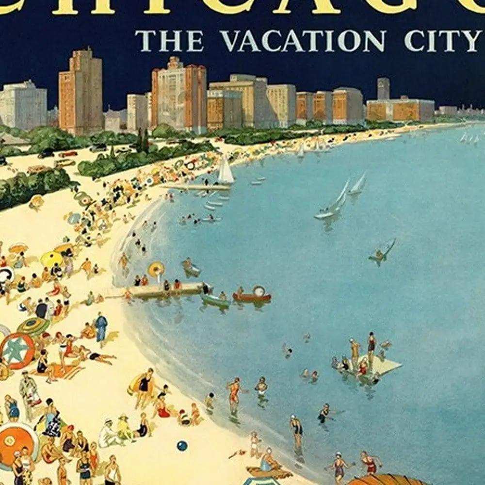 Vintage 1929 Chicago Vacation Travel Unframed Print Wall Art - Homeroots - Flyclothing LLC