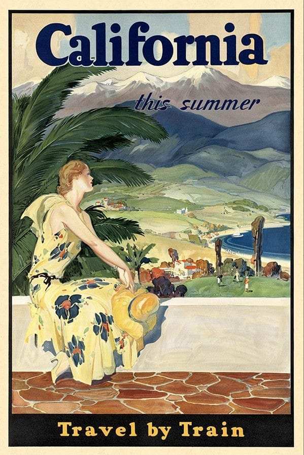 Vintage 1934 California Travel Unframed Print Wall Art - Homeroots - Flyclothing LLC