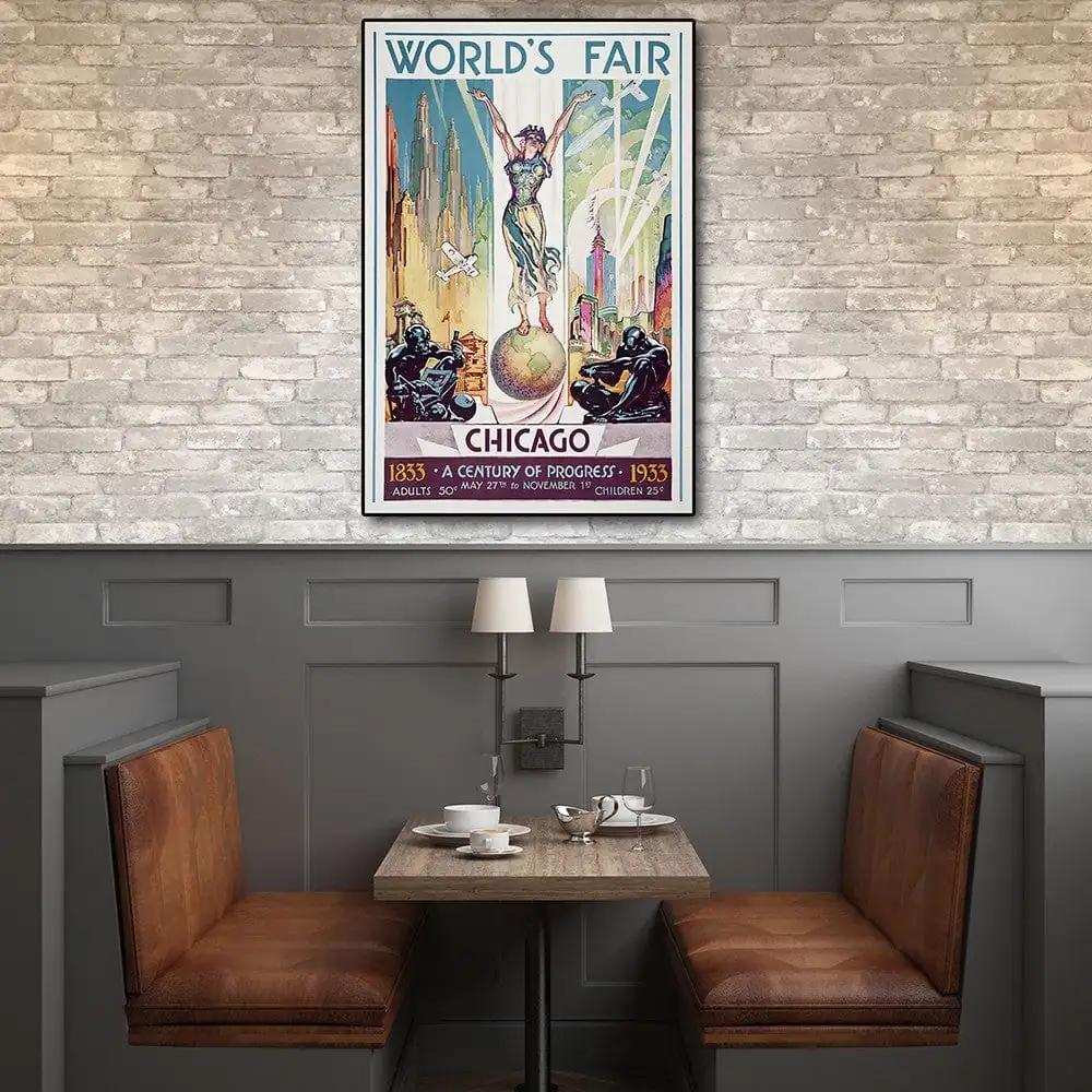 Vintage 1933 Chicago Worlds Fair Unframed Print Wall Art - Homeroots - Flyclothing LLC