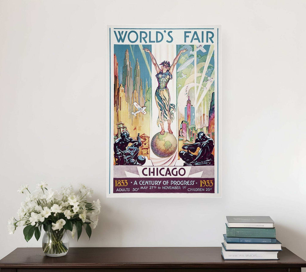 Vintage 1933 Chicago Worlds Fair Unframed Print Wall Art - Homeroots - Flyclothing LLC