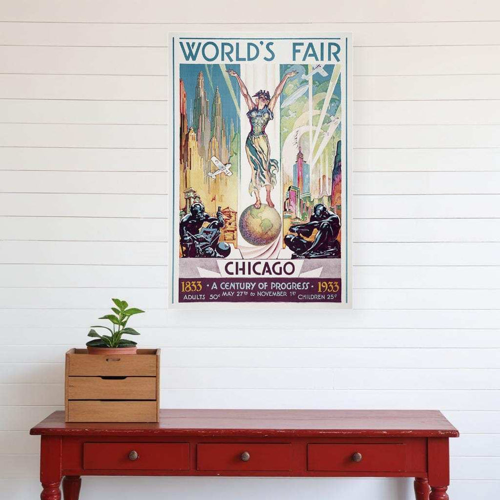Vintage 1933 Chicago Worlds Fair Unframed Print Wall Art - Homeroots - Flyclothing LLC