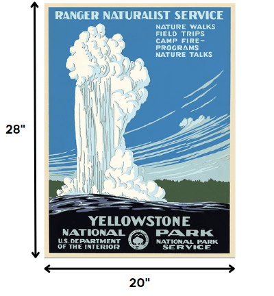 20" x 28" Yellowstone National Park c1938 Vintage Travel Poster Wall Art - Homeroots - Flyclothing LLC