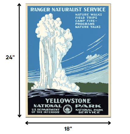 18" x 24" Yellowstone National Park c1938 Vintage Travel Poster Wall Art - Homeroots - Flyclothing LLC