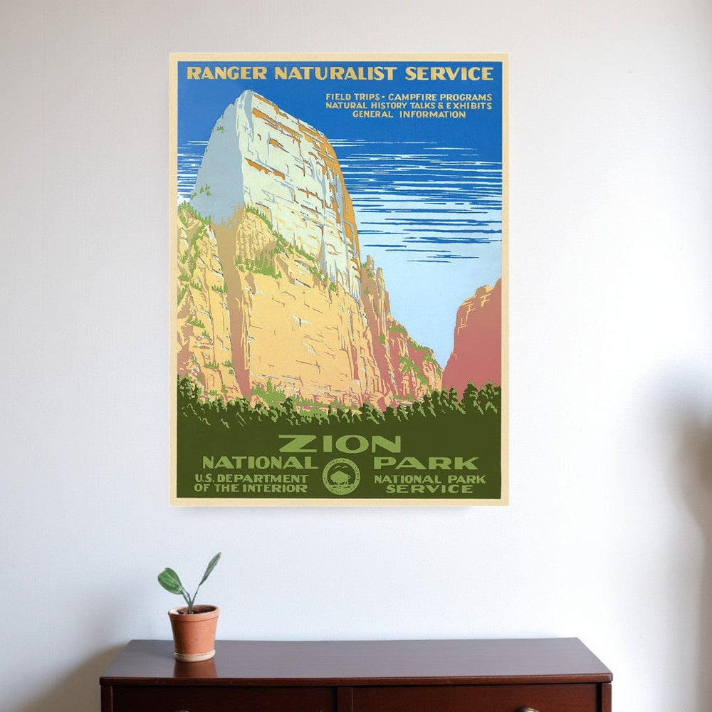 24" x 32" Zion National Park c1938 Vintage Travel Poster Wall Art - Homeroots - Flyclothing LLC