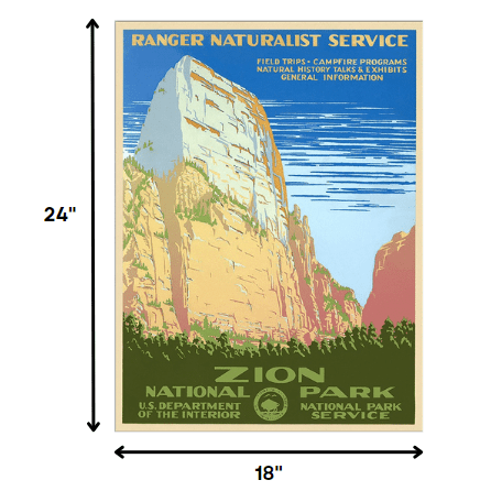 18" x 24" Zion National Park c1938 Vintage Travel Poster Wall Art - Homeroots - Flyclothing LLC