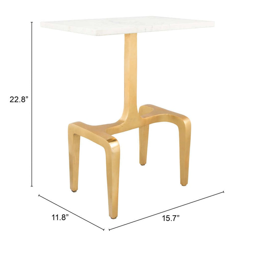 23" Gold Genuine Marble Look Rectangular End Table - Homeroots - Flyclothing LLC