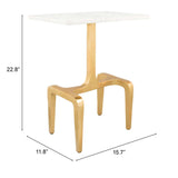 23" Gold Genuine Marble Look Rectangular End Table - Homeroots - Flyclothing LLC