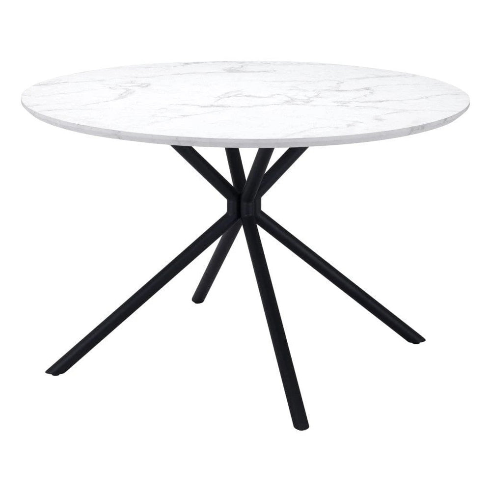 47" White And Black Rounded Steel Dining Table - Homeroots - Flyclothing LLC