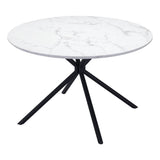 47" White And Black Rounded Steel Dining Table - Homeroots - Flyclothing LLC