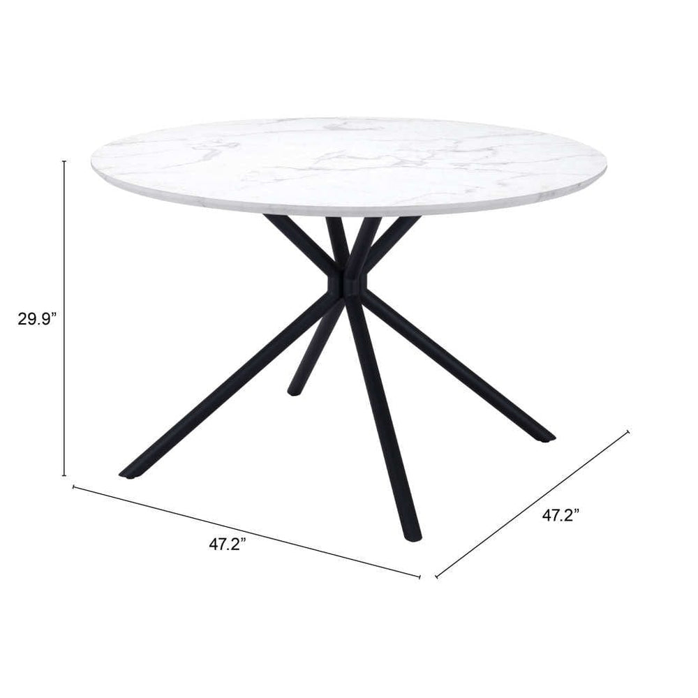 47" White And Black Rounded Steel Dining Table - Homeroots - Flyclothing LLC
