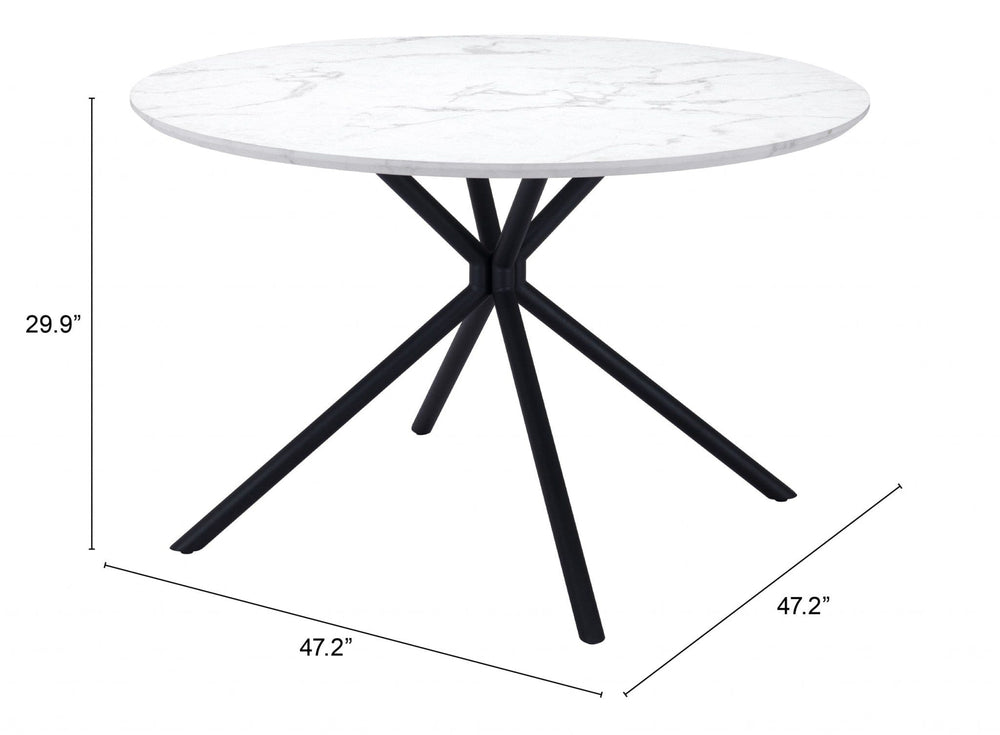 47" White And Black Rounded Steel Dining Table - Homeroots - Flyclothing LLC