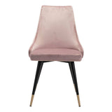 Set of Two Tufted Pink And Black Upholstered Velvet Windsor Back Dining Side Chairs - Homeroots - Flyclothing LLC