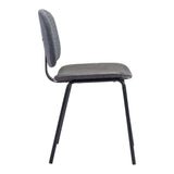 Set of Two Gray And Black Upholstered Faux Leather Open Back Dining Side Chairs - Homeroots - Flyclothing LLC