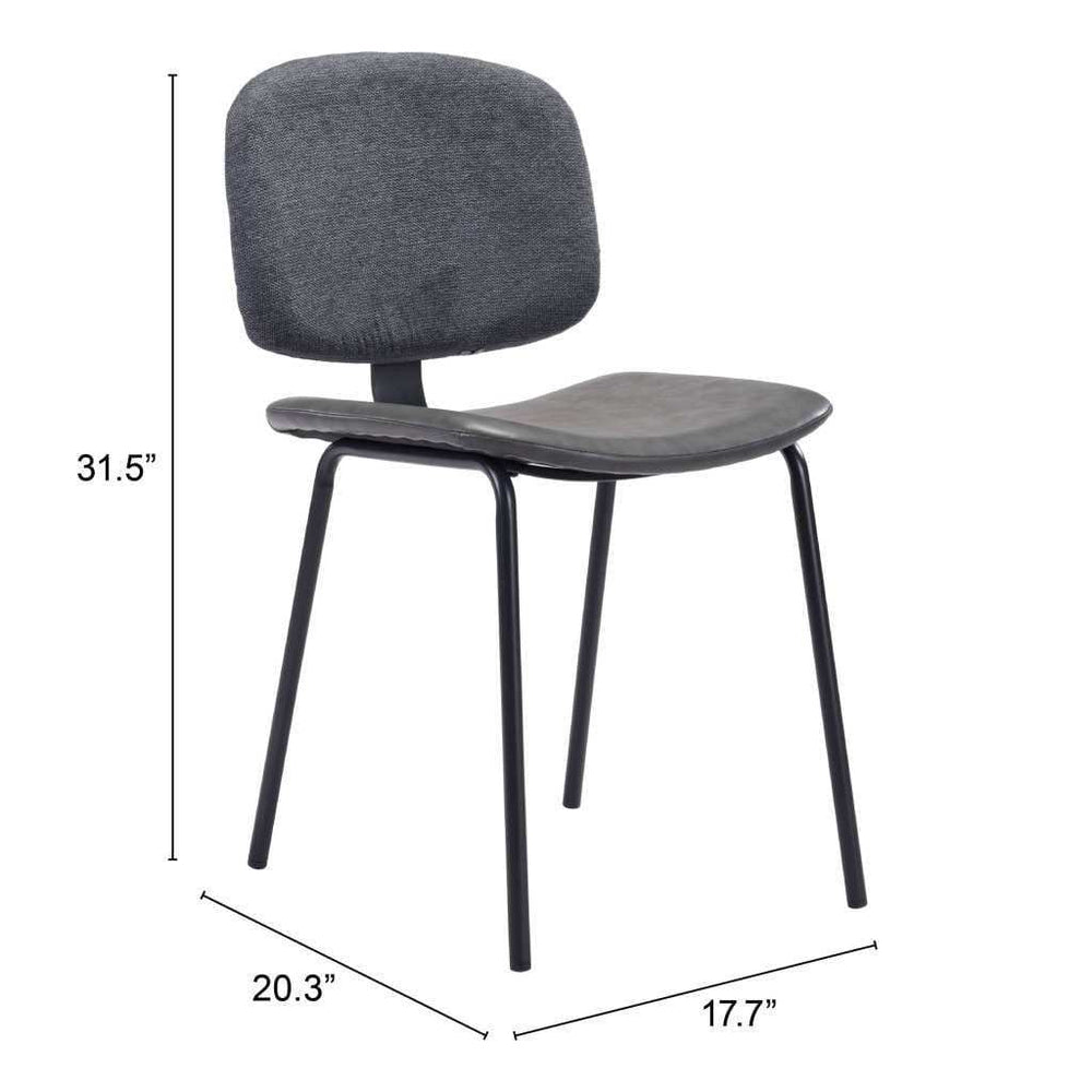 Set of Two Gray And Black Upholstered Faux Leather Open Back Dining Side Chairs - Homeroots - Flyclothing LLC