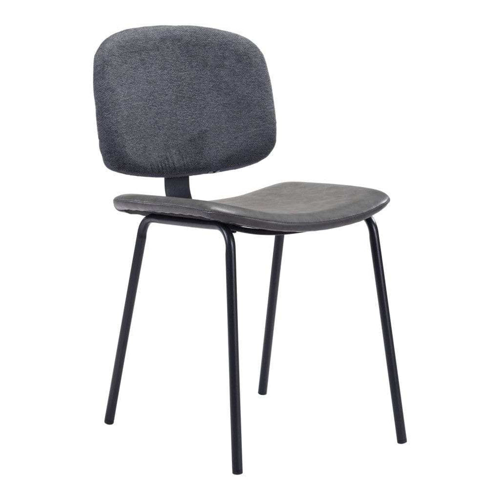 Set of Two Gray And Black Upholstered Faux Leather Open Back Dining Side Chairs - Homeroots - Flyclothing LLC