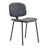 Set of Two Gray And Black Upholstered Faux Leather Open Back Dining Side Chairs - Homeroots - Flyclothing LLC