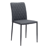 Set of Two Gray And Black Upholstered Fabric Dining Side Chairs - Homeroots - Flyclothing LLC
