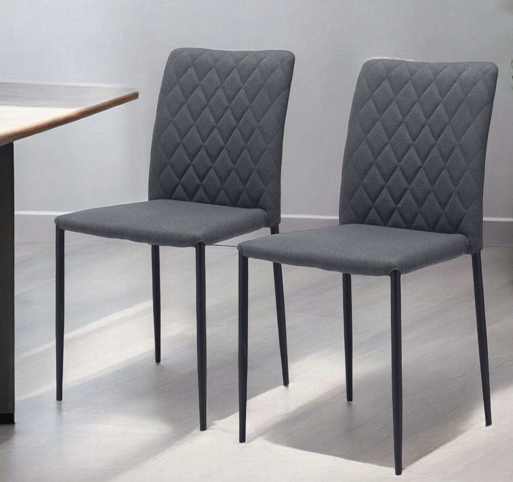 Set of Two Gray And Black Upholstered Fabric Dining Side Chairs - Homeroots - Flyclothing LLC