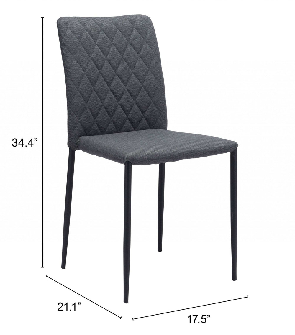 Set of Two Gray And Black Upholstered Fabric Dining Side Chairs - Homeroots - Flyclothing LLC